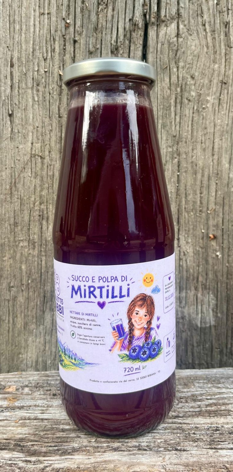 Succo e polpa di mirtilli